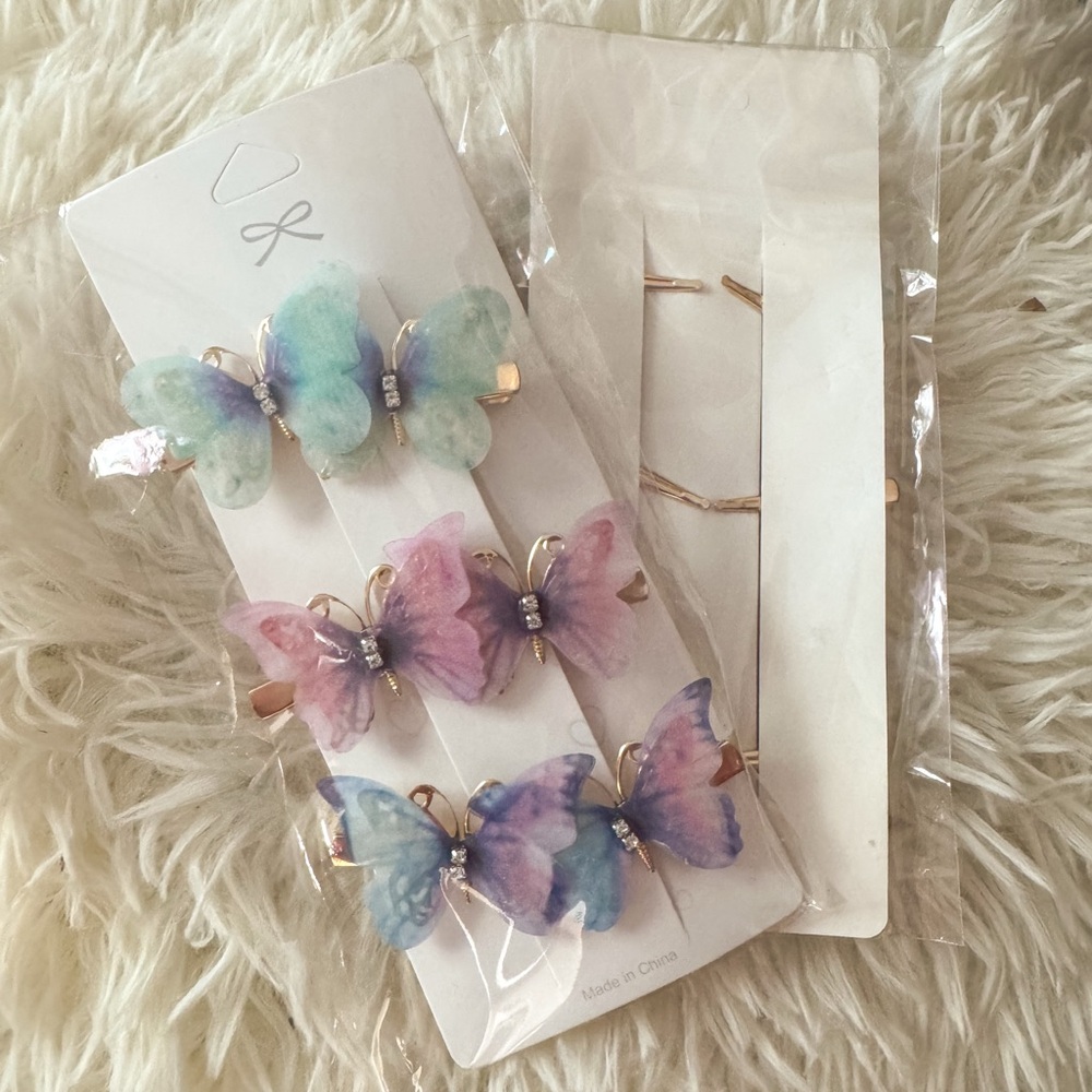 SOLD Pastel Butterfly Hair Clips
